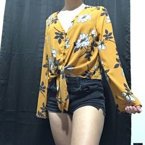 Yellow flowery top blouse
